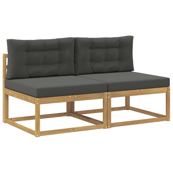 vidaXL 2 Pièce Sofa de milieu extérieur Polyester Blanc
