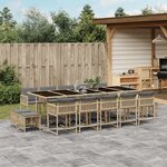 vidaXL Ensemble à manger de jardin et coussins 15 Pièces mélange beige