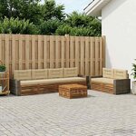 vidaXL Ensemble de canapés d'extérieur 7 pc Naturel et Beige Polyester