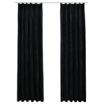 vidaXL Rideaux occultants avec crochets 2 Pièces Velours Noir 140x175 cm