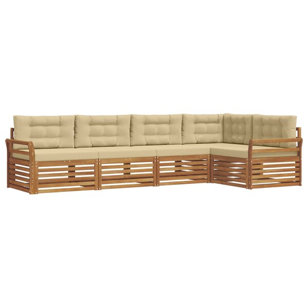vidaXL Ensemble de canapés d'extérieur 5 pc Naturel et Beige