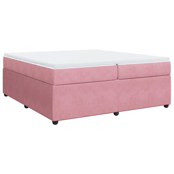 vidaXL Sommier à lattes de lit avec matelas Rose 200x200 cm Velours