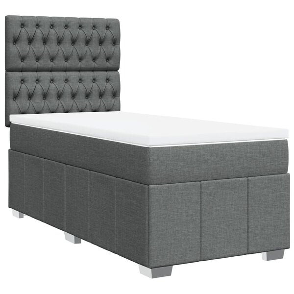 vidaXL Sommier à lattes de lit avec matelas Gris foncé 80x200 cm Tissu