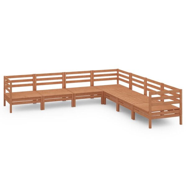 vidaXL Salon de jardin 7 Pièces Bois de pin massif Marron miel