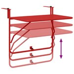 Table de balcon suspendue pliable vidaXL Rouge 60x40 cm Acier