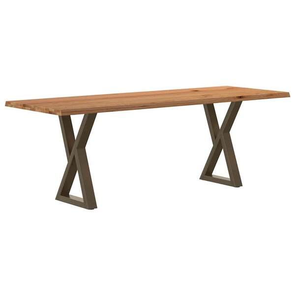 vidaXL Table à manger avec bord vivant 220x80x74 cm bois massif chêne