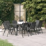 vidaXL Ensemble à manger de jardin 9 Pièces Gris et noir