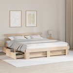 vidaXL Cadre de lit avec tiroir Marron 200 x 200 cm Bois massif en pin