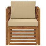 vidaXL Canapé d’extérieur Bois d'acacia massif et polyester Naturel