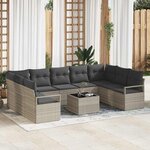 vidaXL Ensemble de canapé de jardin 10 Pièces Gris clair Poly rotin