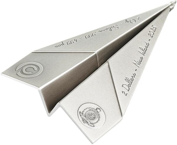 Pièce de monnaie en Argent 2 Dollars g 62.2 (2 oz) Millésime 2025 Folded Dreams PAPER AIRPLANE