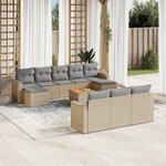vidaXL Salon de jardin et coussins 11 Pièces mélange beige résine tressée