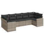 vidaXL Salon de jardin avec coussins 7 Pièces gris clair résine tressée