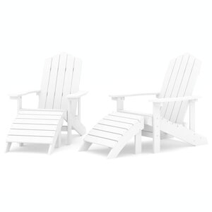 vidaXL Chaises de jardin Adirondack lot de 2 repose-pieds PEHD Blanc