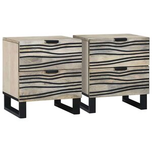 vidaXL Cabinet de chevet 2 Pièces Blanc et Noir 40 x 33 x 46 cm