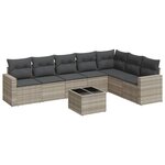 vidaXL Salon de jardin 8 Pièces avec coussins gris clair résine tressée