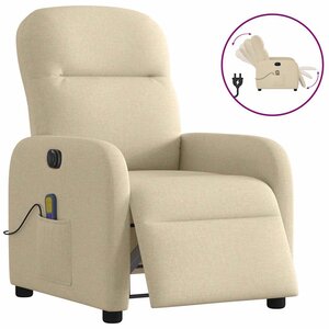 vidaXL Fauteuil inclinable de massage électrique crème tissu
