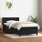 vidaXL Sommier à lattes de lit avec matelas noir 90x210 cm velours