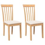 vidaXL Chaises à manger coussins 2 Pièces naturel bois massif caoutchouc