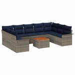 vidaXL Ensemble de canapé de jardin avec coussin 10 Pièces Gris polyrotin