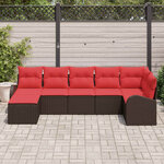 vidaXL Ensemble de Canapés 7 Pièces Marron et rouge polyrotin