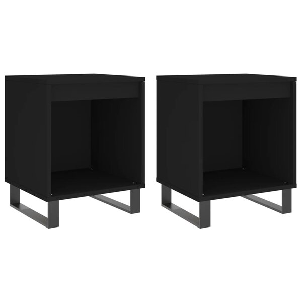 vidaXL Tables de chevet 2 Pièces noir 40x35x50 cm bois d’ingénierie
