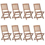 vidaXL Chaises pliables de jardin lot de 8 avec coussins Bois d'acacia