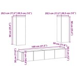 vidaXL Ensemble de 4 meubles TV muraux en chêne noir en bois d'ingénierie