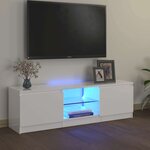 vidaXL Meuble TV avec lumières LED blanc brillant 120x30x36 cm