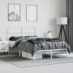 vidaXL Cadre de lit métal sans matelas et tête de lit blanc 120x190 cm