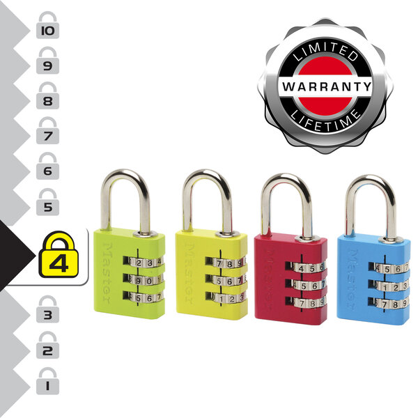 7630EURDCOL Cadenas à Combinaison Programmable en Aluminium  Couleur Aléatoire  3 x 6 5 x 1 3 cm