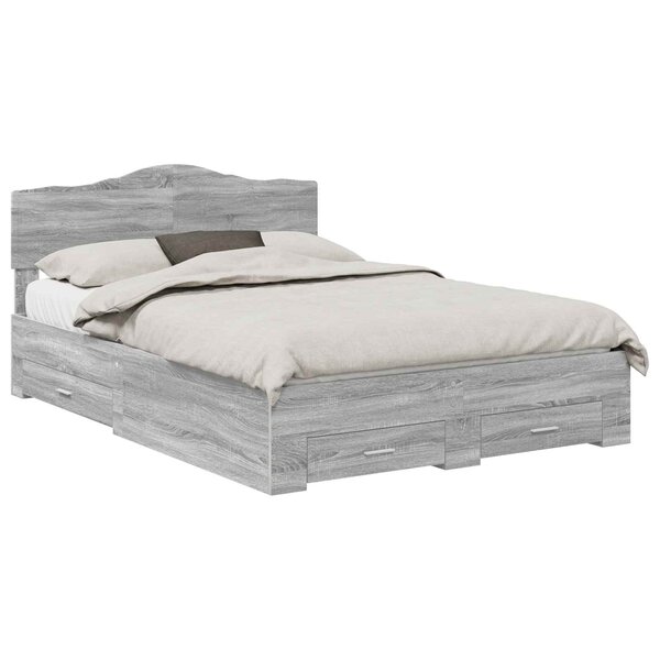 vidaXL Cadre de lit Gris Sonoma 140 x 200 cm Bois d'ingénierie