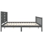 vidaXL Cadre de lit avec tête de lit gris 200x200 cm bois massif