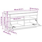 vidaXL Meuble TV avec lumières LED blanc brillant 80x35x40 cm