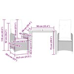 vidaXL Ensemble de bistro de jardin 3 Pièces coussins gris poly rotin