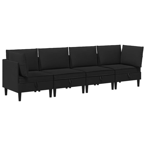 vidaXL Ensemble de meubles pour le salon 4 Pièces Noir Tissu