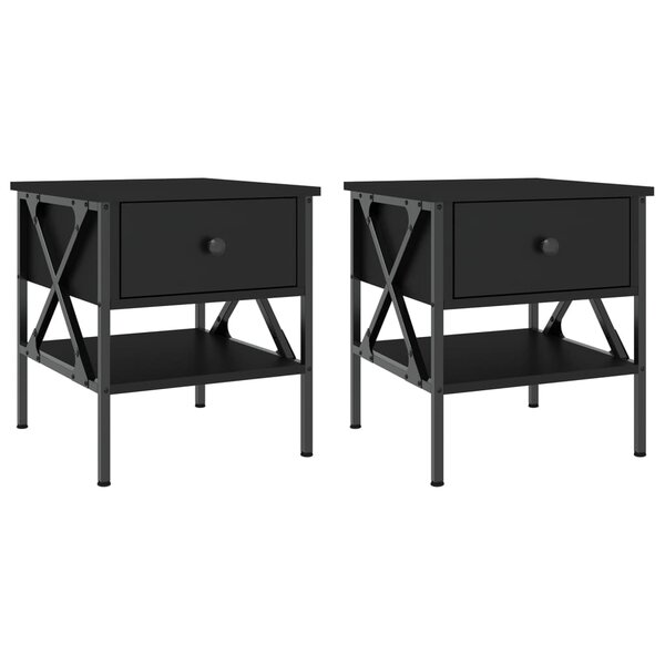 vidaXL Tables de chevet 2 Pièces noir 40x42x45 cm bois d’ingénierie