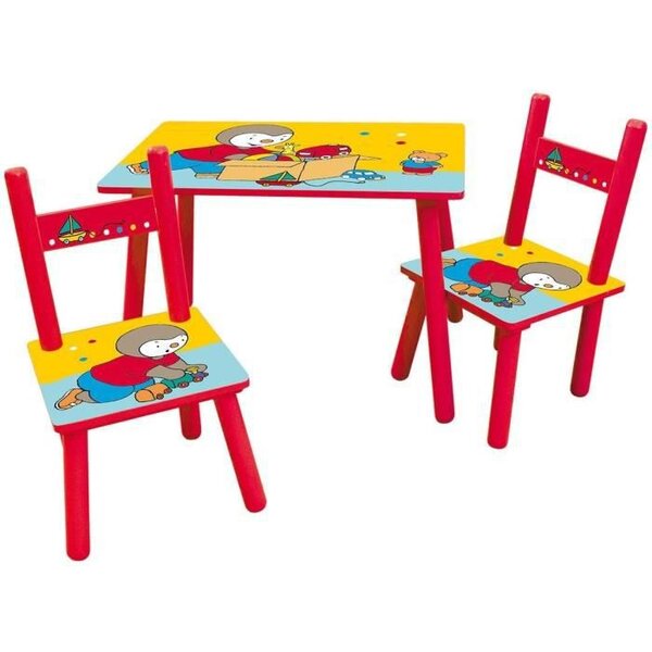 T'CHOUPI Table rectangulaire 41,5x61x42 cm + 2 chaises 49,5x31x31,5cm