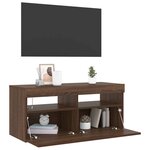 vidaXL Meuble TV avec lumières LED Chêne marron 90x35x40 cm