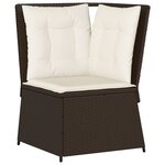 vidaXL Canapé d'angle de jardin avec coussins marron résine tressée