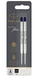 PARKER recharge bille Quinkflow  pointe moyenne  noire  blister X 2