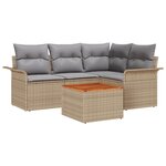 vidaXL Ensemble de canapé de jardin 5 pièces avec coussins beiges en poly rotin et acacia