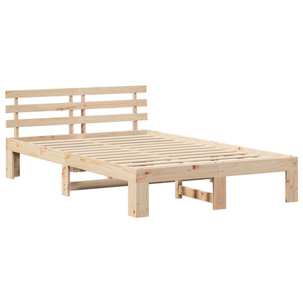 vidaXL Cadre de lit en bois de pin Bois naturel Bois massif 140 x 190 cm
