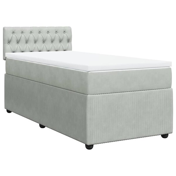 vidaXL Sommier à lattes de lit et matelas Gris clair 80x200 cm Velours