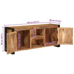vidaXL Meuble TV Marron 120 x 30 x 50 cm Bois de manguier brut massif
