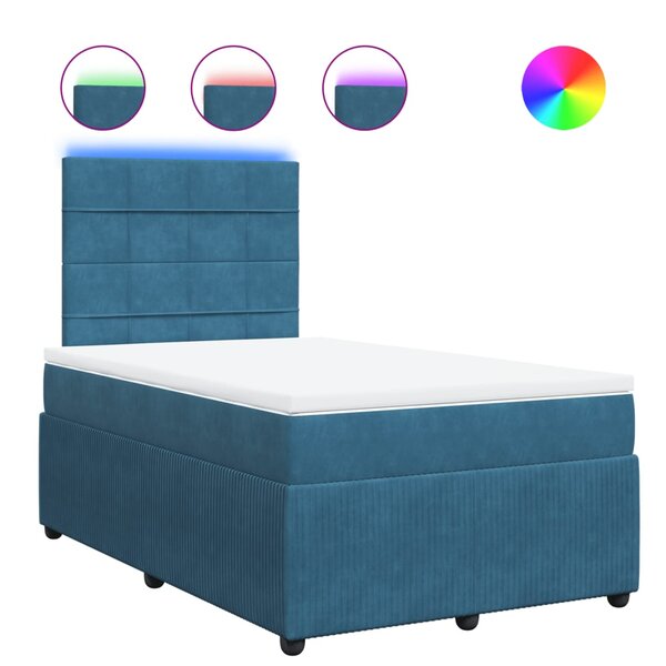 vidaXL Sommier à lattes de lit et matelas bleu 120x200 cm velours