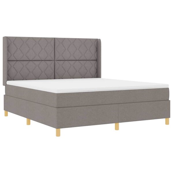 vidaXL Lit à Ressorts avec matelas Taupe 180 x 200 cm tissu