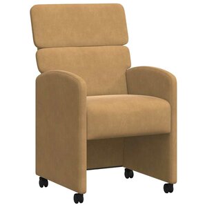 vidaXL Chaises de Salle à Manger avec Roues 2 Pièces Marron Velours