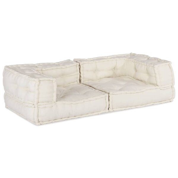 vidaXL Canapé modulaire 2 places crème 140x70x36 tissu