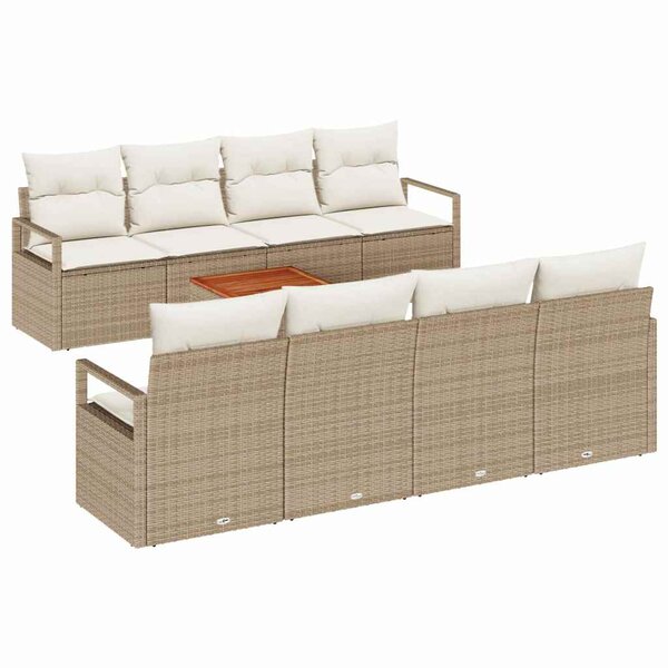 vidaXL Ensemble de canapé de jardin 9 Pièces Beige Poly rotin